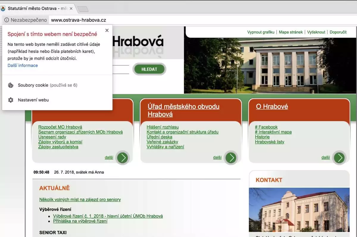 (Aktualizováno) Spojení s webem naší obce není bezpečné