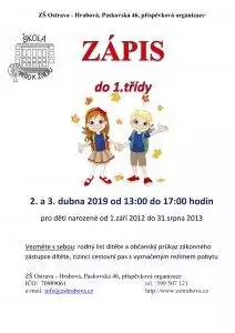 Zápis do první třídy - 2.-3.4. 2019