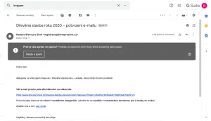 Pozor, potvrzovací email může skončit ve spamu!!!