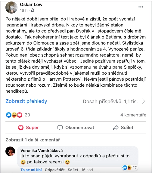 Zpětná vazba na sebe nenechala dlouho čekat