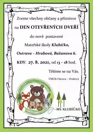 Mateřská škola Klubíčko: Den otevřených dveří v nové budově - 27.8. 2021