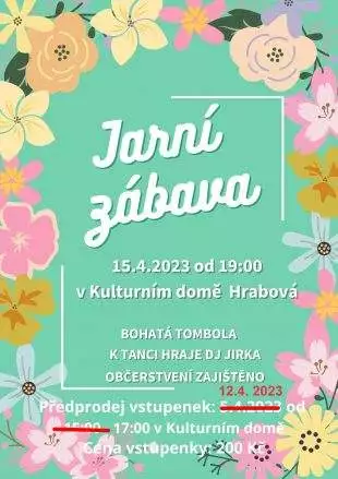 Prodej lístků na sobotní Jarní zábavu již tuto středu