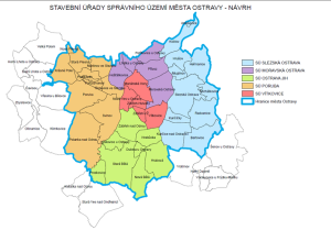 Mapa návrhu nové působnosti stavebních úřadů na území města. Autor: MMO 