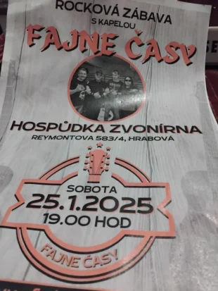 Hospůdka Zvonírna: Večer s rockovou kapelou - 25.1. 2025