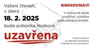 Dočasné uzavření knihovny v Hrabové - 18.2. 2025